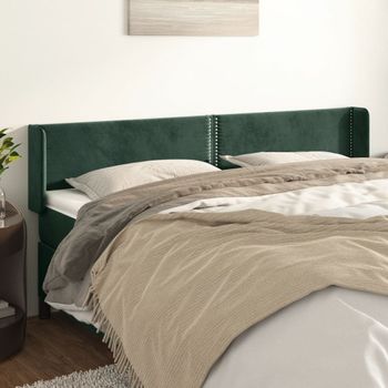 Cabecero Cama | Panel De Cabecera De Terciopelo Verde Oscuro 163x16x78/88 Cm Cfw4227885