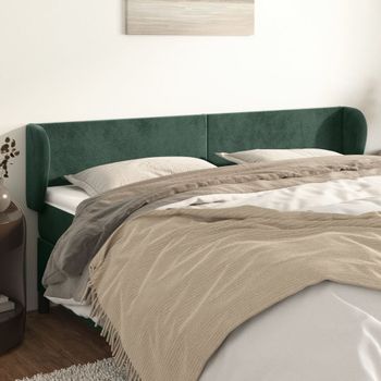 Cabecero Cama | Panel De Cabecera De Terciopelo Verde Oscuro 163x23x78/88 Cm Cfw6123042