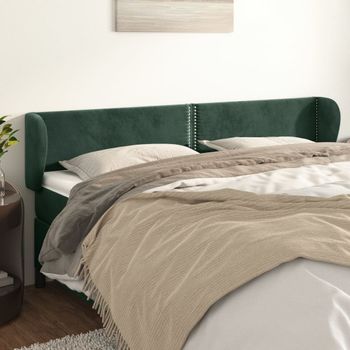 Cabecero Cama | Panel De Cabecera De Terciopelo Verde Oscuro 163x23x78/88 Cm Cfw8545703