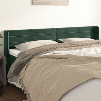 Cabecero Cama | Panel De Cabecera De Terciopelo Verde Oscuro 203x16x78/88 Cm Cfw8420084