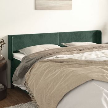 Cabecero Cama | Panel De Cabecera De Terciopelo Verde Oscuro 203x16x78/88 Cm Cfw3676577