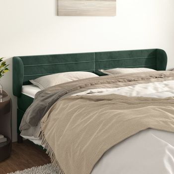 Cabecero Cama | Panel De Cabecera De Terciopelo Verde Oscuro 203x23x78/88 Cm Cfw8014270