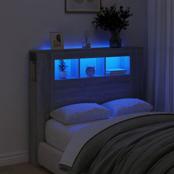 Cabecero Cama Led | Panel De Cabecera Madera Ingeniería Gris Sonoma 120x18,5x103,5 Cm Cfw7760826