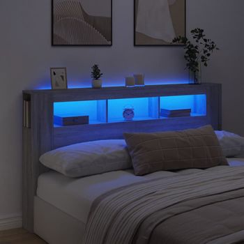 Cabecero Cama Led | Panel De Cabecera Madera Ingeniería Gris Sonoma 180x18,5x103,5 Cm Cfw4444846