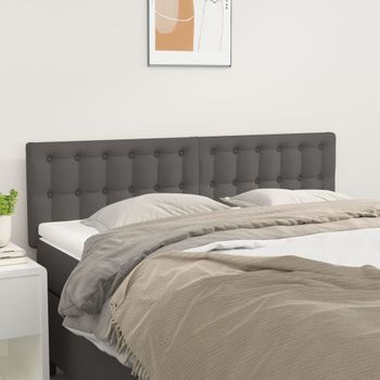 Juego De 2 Cabeceros Cama | Panel De Cabecera Cuero Sintético Gris 72x5x78/88 Cm Cfw1880527