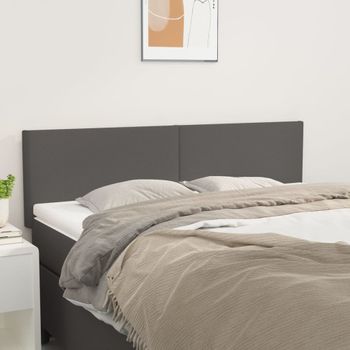 Juego De 2 Cabeceros Cama | Panel De Cabecera Cuero Sintético Gris 72x5x78/88 Cm Cfw8506321