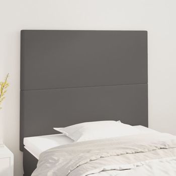 Juego De 2 Cabeceros Cama | Panel De Cabecera De Cuero Sintético Gris 100x5x78/88 Cm Cfw6166675