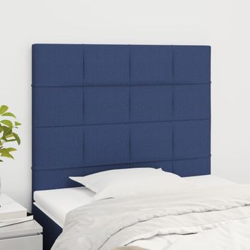 Juego De 2 Cabeceros Cama | Panel De Cabecera De Tela Azul 90x5x78/88 Cm Cfw5900113