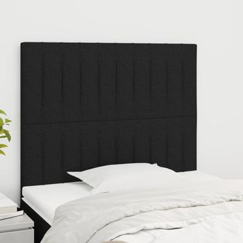 Juego De 2 Cabeceros Cama | Panel De Cabecera De Tela Negro 90x5x78/88 Cm Cfw6570985