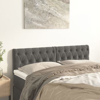 Juego De 2 Cabeceros Cama | Panel De Cabecera De Terciopelo Gris Oscuro 80x7x78/88 Cm Cfw4226842