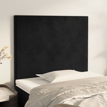 Juego De 2 Cabeceros Cama | Panel De Cabecera De Terciopelo Negro 80x5x78/88 Cm Cfw7134153