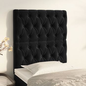 Juego De 2 Cabeceros Cama | Panel De Cabecera De Terciopelo Negro 80x7x78/88 Cm Cfw5132952