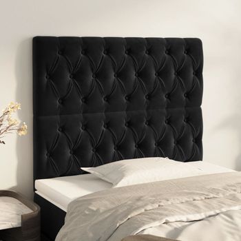 Juego De 2 Cabeceros Cama | Panel De Cabecera De Terciopelo Negro 90x7x78/88 Cm Cfw4398416