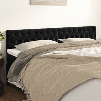 Juego De 2 Cabeceros Cama | Panel De Cabecera De Terciopelo Negro 90x7x78/88 Cm Cfw8814763