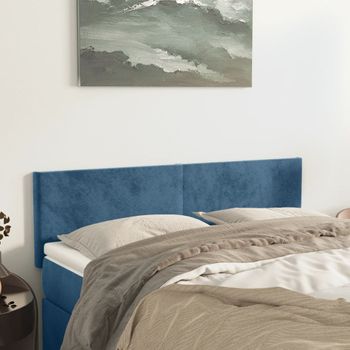 Juego De 2 Cabeceros Cama | Panel De Cabecera Terciopelo Azul Oscuro 72x5x78/88 Cm Cfw3963898