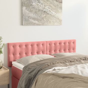 Juego De 2 Cabeceros Cama | Panel De Cabecera Terciopelo Rosa 72x5x78/88 Cm Cfw1066241