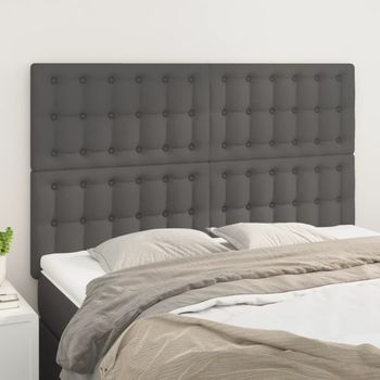 Juego De 4 Cabeceros Cama | Panel De Cabecera Cuero Sintético Gris 72x5x78/88 Cm Cfw3810825