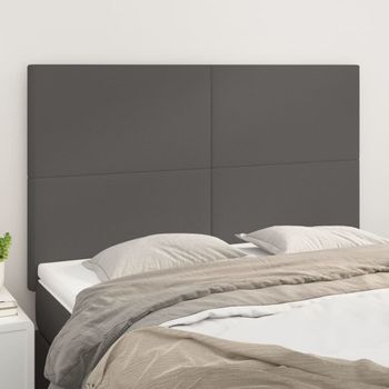 Juego De 4 Cabeceros Cama | Panel De Cabecera Cuero Sintético Gris 72x5x78/88 Cm Cfw1572222