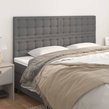 Juego De 4 Cabeceros Cama | Panel De Cabecera De Cuero Sintético Gris 100x5x78/88 Cm Cfw8647410