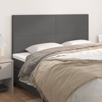 Juego De 4 Cabeceros Cama | Panel De Cabecera De Cuero Sintético Gris 80x5x78/88 Cm Cfw7738762