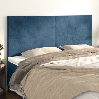 Juego De 4 Cabeceros Cama | Panel De Cabecera De Terciopelo Azul Oscuro 100x5x78/88 Cm Cfw3210595