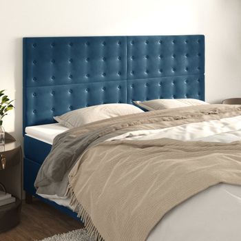 Juego De 4 Cabeceros Cama | Panel De Cabecera De Terciopelo Azul Oscuro 90x5x78/88 Cm Cfw5722295