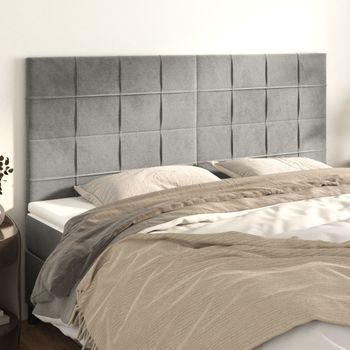 Juego De 4 Cabeceros Cama | Panel De Cabecera De Terciopelo Gris Claro 90x5x78/88 Cm Cfw2261646