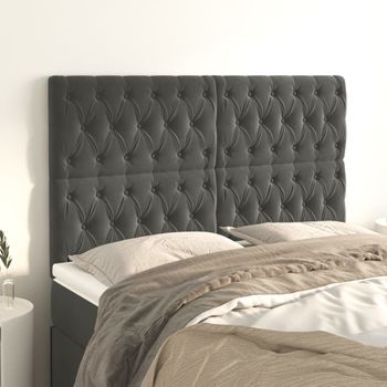 Juego De 4 Cabeceros Cama | Panel De Cabecera De Terciopelo Gris Oscuro 80x7x78/88 Cm Cfw9918458