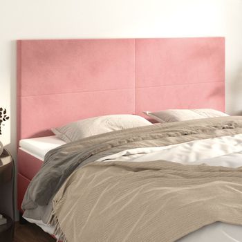 Juego De 4 Cabeceros Cama | Panel De Cabecera De Terciopelo Rosa 90x5x78/88 Cm Cfw2603050