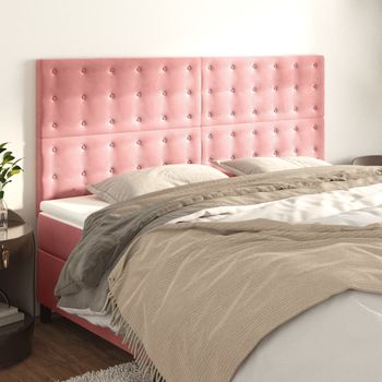 Juego De 4 Cabeceros Cama | Panel De Cabecera De Terciopelo Rosa 90x5x78/88 Cm Cfw2420648