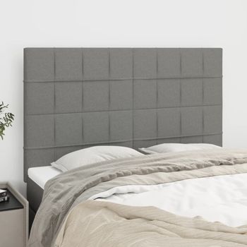 Juego De 4 Cabeceros Cama | Panel De Cabecera Tela Gris Oscuro 72x5x78/88 Cm Cfw1231436