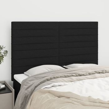 Juego De 4 Cabeceros Cama | Panel De Cabecera Tela Negro 72x5x78/88 Cm Cfw7251621