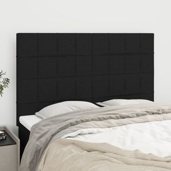 Juego De 4 Cabeceros Cama | Panel De Cabecera Tela Negro 72x5x78/88 Cm Cfw9655385