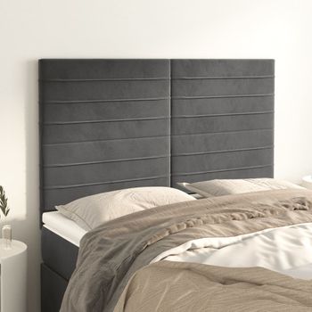 Juego De 4 Cabeceros Cama | Panel De Cabecera Terciopelo Gris Oscuro 72x5x78/88 Cm Cfw2215766