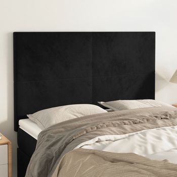 Juego De 4 Cabeceros Cama | Panel De Cabecera Terciopelo Negro 72x5x78/88 Cm Cfw4685120