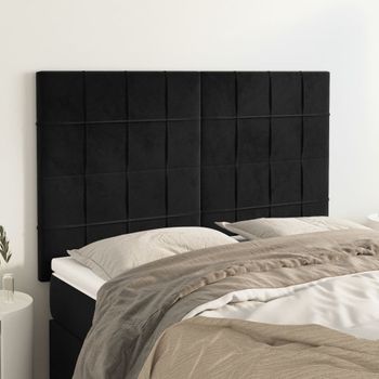 Juego De 4 Cabeceros Cama | Panel De Cabecera Terciopelo Negro 72x5x78/88 Cm Cfw8710218