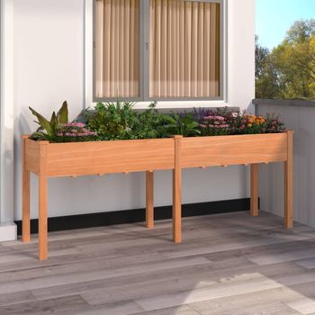 Jardinera | Macetero Con Forro Madera Maciza De Abeto Marrón 203x53x76 Cm Cfw3840834