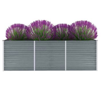 Jardinera Arriate | Macetero De Jardín De Acero Galvanizado Gris 240x80x77 Cm Cfw742142