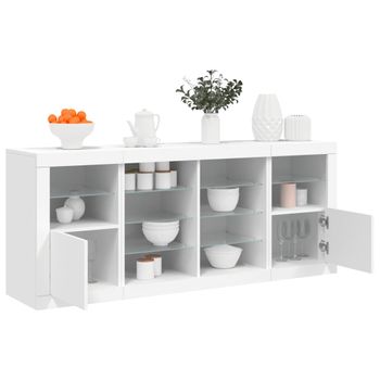 Aparador | Aparador De Comedor | Armario De Cocina Con Luces Led Blanco 163x37x67 Cm Cfw9364679