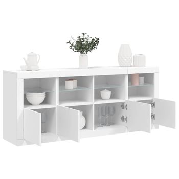 Aparador | Aparador De Comedor | Armario De Cocina Con Luces Led Blanco 163x37x67 Cm Cfw5773232