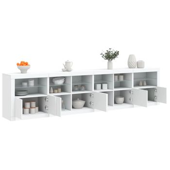 Aparador | Aparador De Comedor | Armario De Cocina Con Luces Led Blanco 283x37x67 Cm Cfw3302486