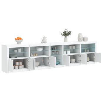 Aparador | Aparador De Comedor | Armario De Cocina Con Luces Led Blanco 283x37x67 Cm Cfw9045244