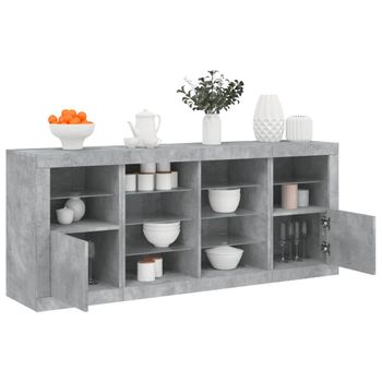 Aparador | Aparador De Comedor | Armario De Cocina Con Luces Led Gris Hormigón 163x37x67 Cm Cfw8940430