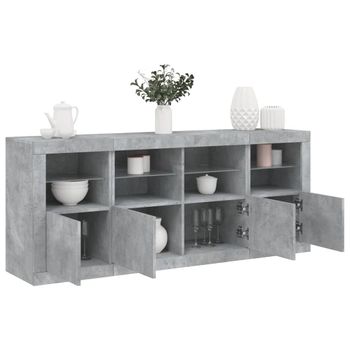 Aparador | Aparador De Comedor | Armario De Cocina Con Luces Led Gris Hormigón 163x37x67 Cm Cfw8467779