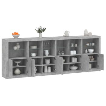 Aparador | Aparador De Comedor | Armario De Cocina Con Luces Led Gris Hormigón 283x37x100 Cm Cfw6452635