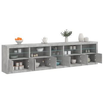 Aparador | Aparador De Comedor | Armario De Cocina Con Luces Led Gris Hormigón 283x37x67 Cm Cfw5264439