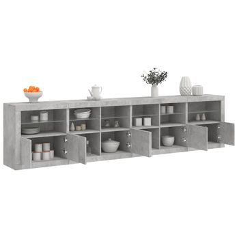 Aparador | Aparador De Comedor | Armario De Cocina Con Luces Led Gris Hormigón 283x37x67 Cm Cfw9159432