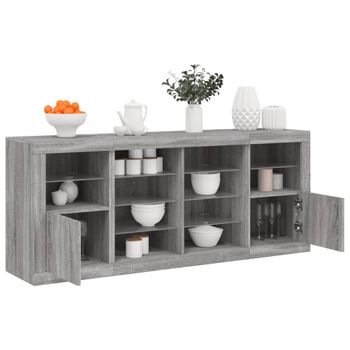 Aparador | Aparador De Comedor | Armario De Cocina Con Luces Led Gris Sonoma 163x37x67 Cm Cfw5004417