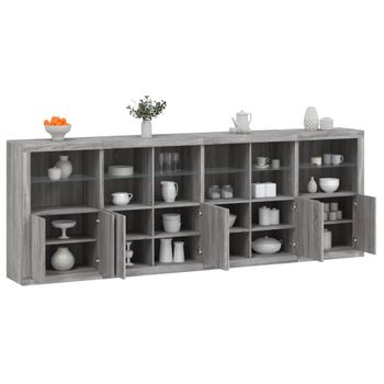 Aparador | Aparador De Comedor | Armario De Cocina Con Luces Led Gris Sonoma 283x37x100 Cm Cfw8261104