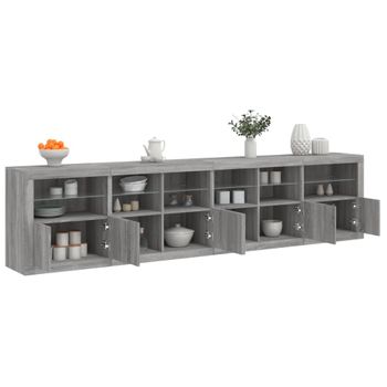 Aparador | Aparador De Comedor | Armario De Cocina Con Luces Led Gris Sonoma 283x37x67 Cm Cfw8693493